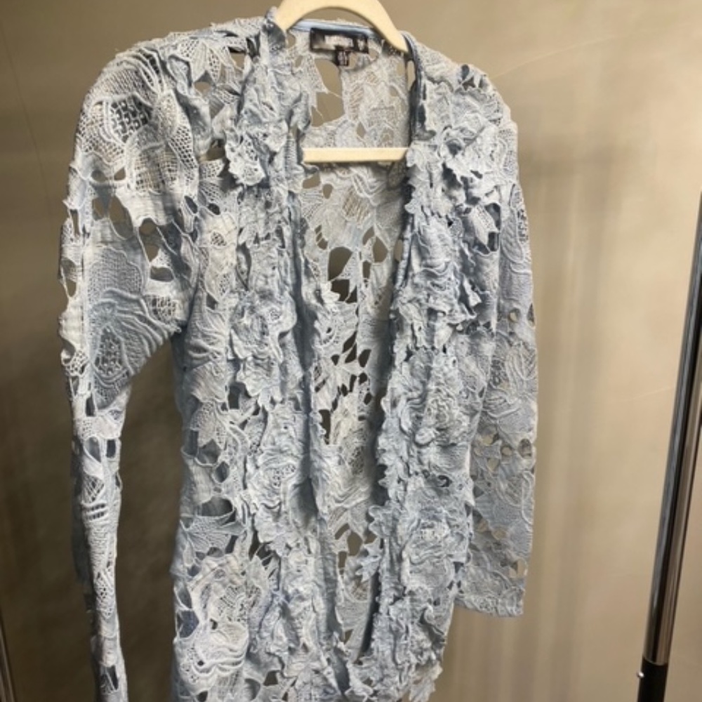 Pastel Blue Lace Floral Cover Up